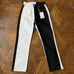 NWT Revice Black White Colorblock Jeans size 25‎